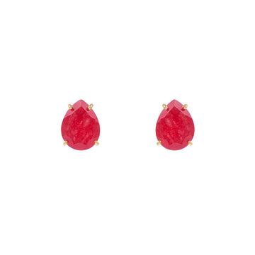 Brinco Gota Nefrita vermelha ouro 18k